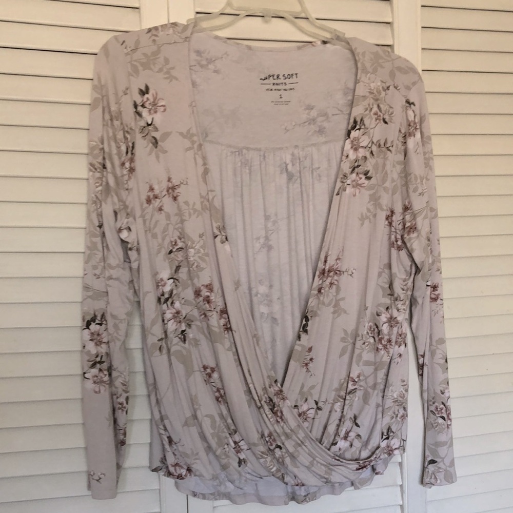 Crossover Print Blouse